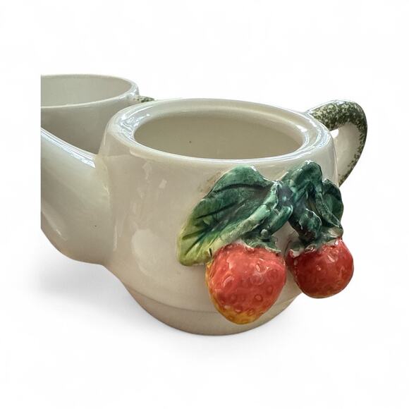 Vintage 1980s Strawberry Tea Pot and Cup for One Set - Picture 3 of 4